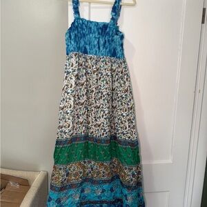 Floral Blue and Green Dress